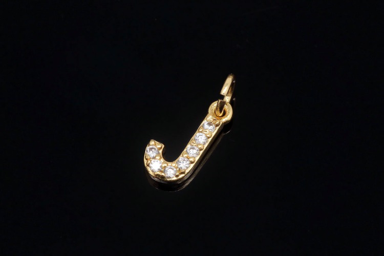 [도매] EM007-무니켈 금도금 고리형 큐빅 알파벳 J (10개)