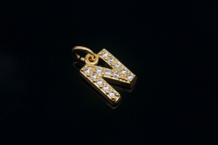 EM007-무니켈 금도금 고리형 큐빅 알파벳 N (1개)